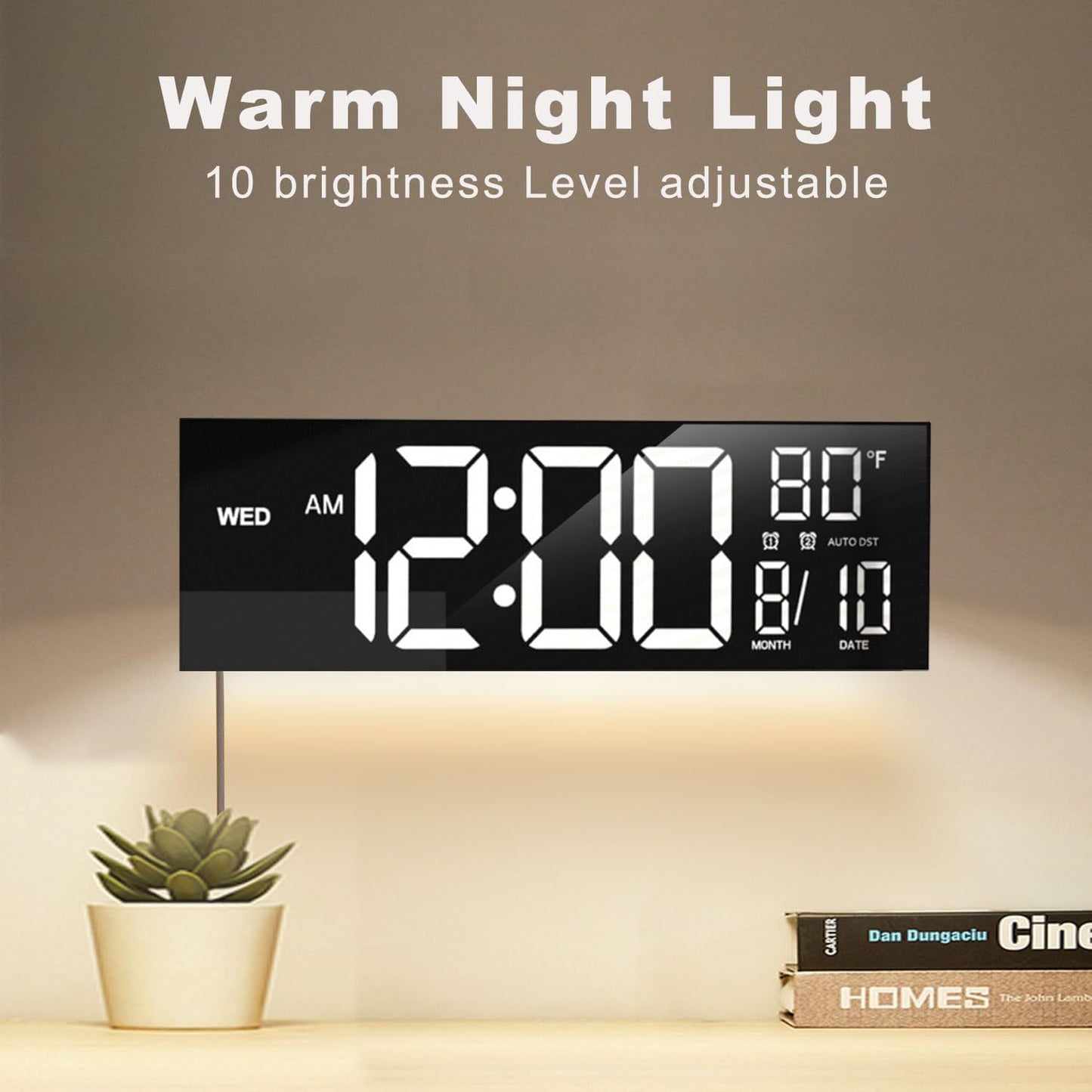 Large LED Digital Clock – Remote-Controlled w/ 8 RGB Colors, Big Display for Home & Office