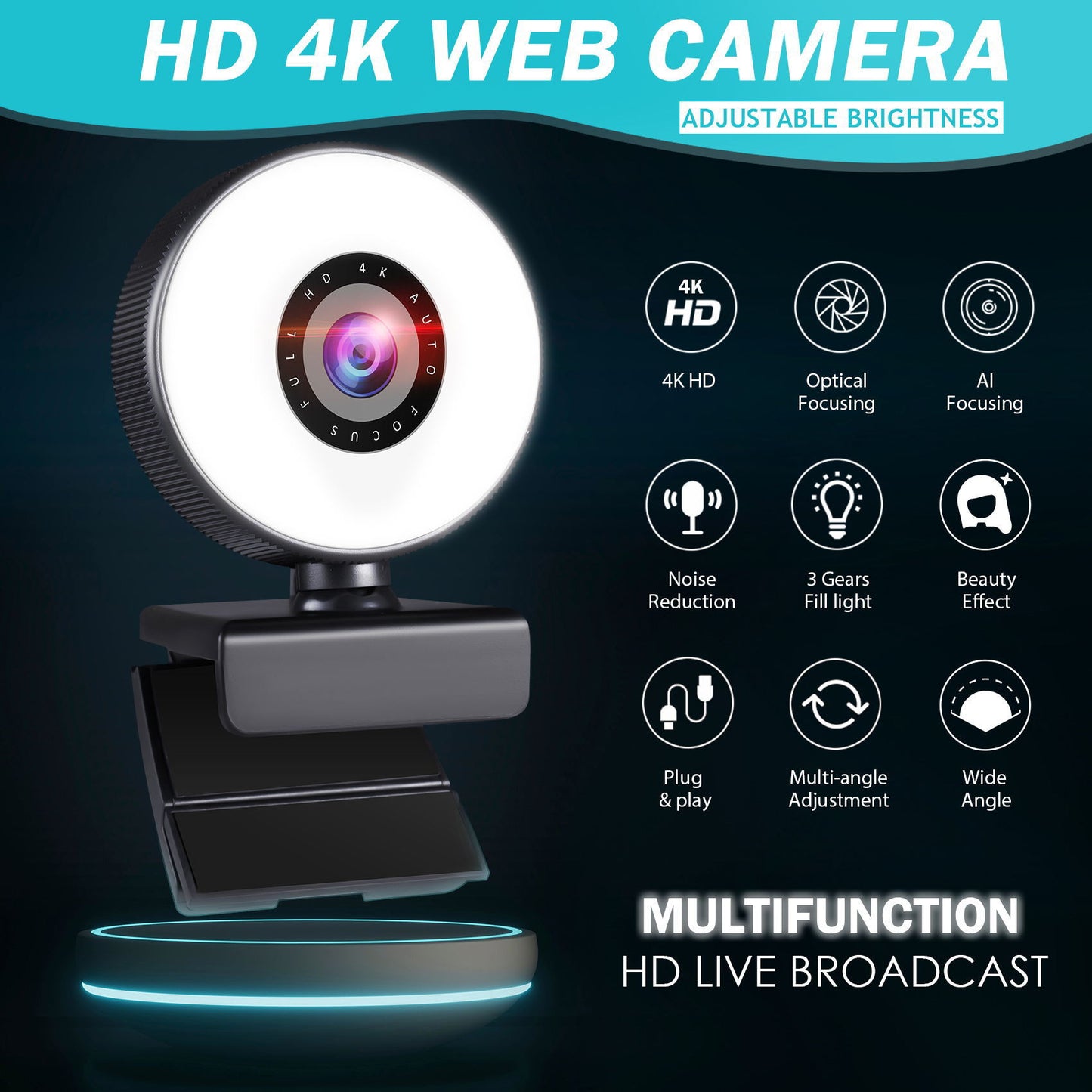 BEST 4K Streaming Webcam – 1080p HD Computer Camera with Touch Control  | USB Plug & Play